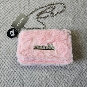 Playboy Spencers Exclusive Pink Faux Fur Crossbody Bag Rhinestone Y2K Bunny NEW